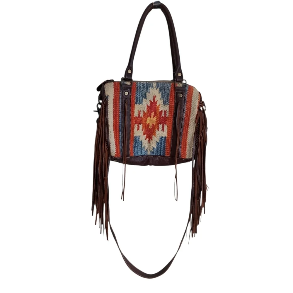Myra Western Fringed Aztec Crossbody - Picture 2 of 15